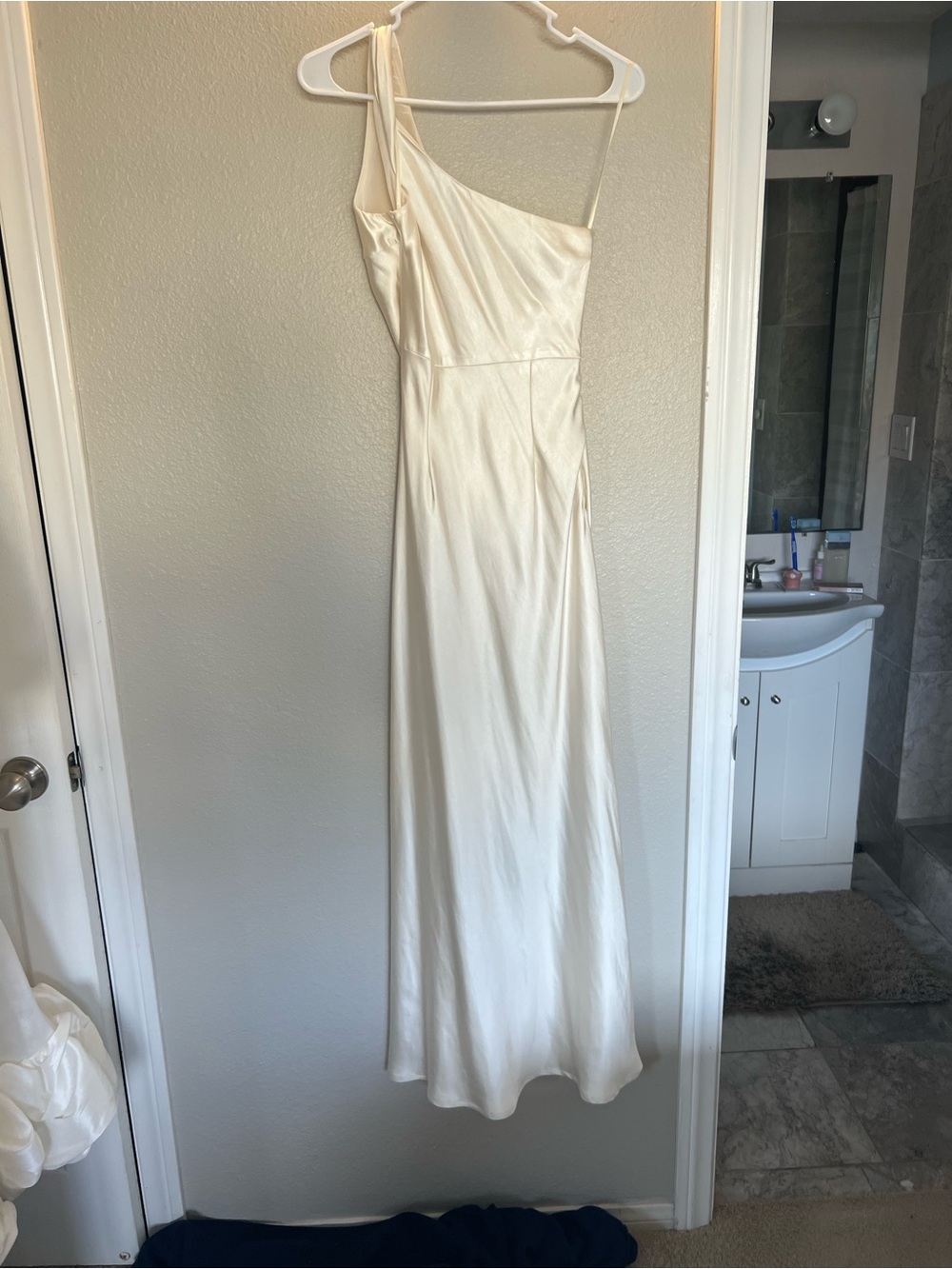 Hello Molly One-Shoulder Cream Satin Gown